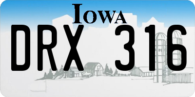IA license plate DRX316