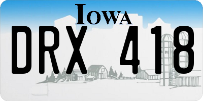 IA license plate DRX418