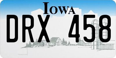 IA license plate DRX458