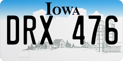 IA license plate DRX476