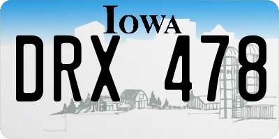 IA license plate DRX478