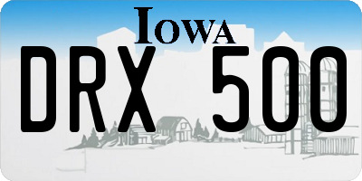 IA license plate DRX500