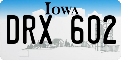 IA license plate DRX602
