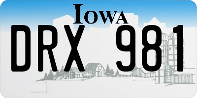 IA license plate DRX981