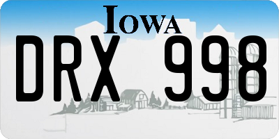 IA license plate DRX998