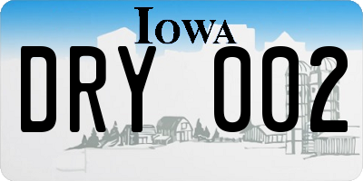 IA license plate DRY002