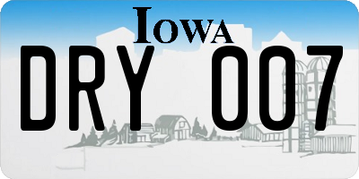 IA license plate DRY007