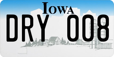 IA license plate DRY008