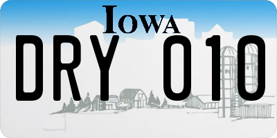 IA license plate DRY010