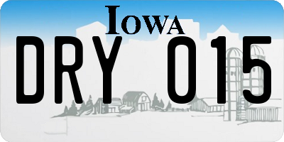 IA license plate DRY015