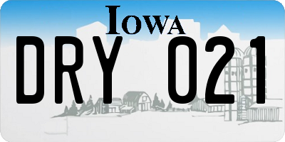 IA license plate DRY021