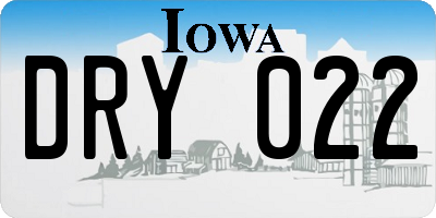 IA license plate DRY022