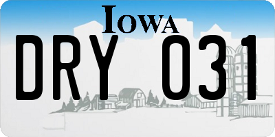 IA license plate DRY031