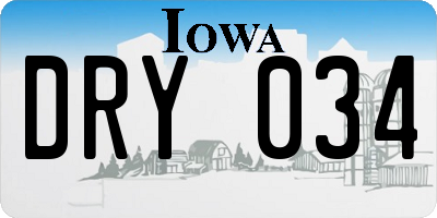 IA license plate DRY034