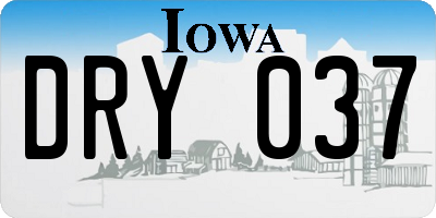 IA license plate DRY037