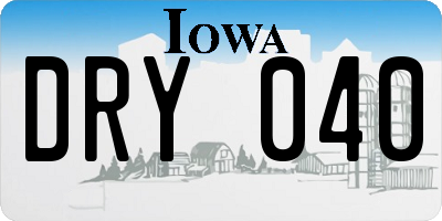 IA license plate DRY040