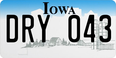 IA license plate DRY043
