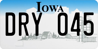 IA license plate DRY045