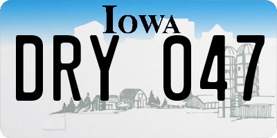 IA license plate DRY047