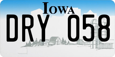 IA license plate DRY058