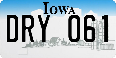 IA license plate DRY061