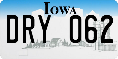 IA license plate DRY062