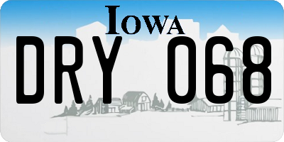 IA license plate DRY068