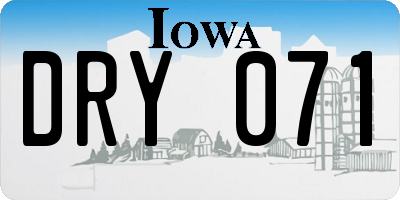 IA license plate DRY071