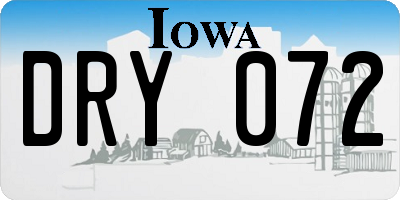 IA license plate DRY072