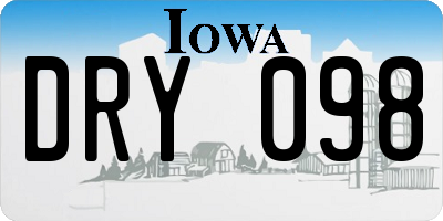 IA license plate DRY098