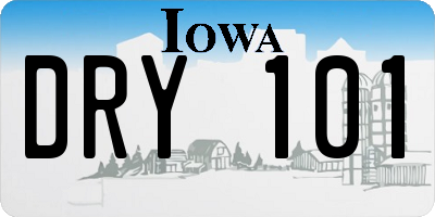 IA license plate DRY101