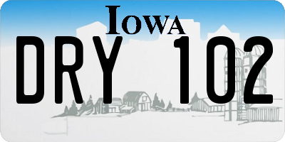 IA license plate DRY102