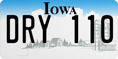 IA license plate DRY110