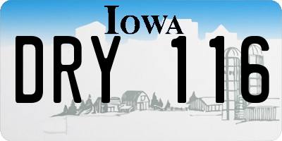 IA license plate DRY116