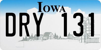 IA license plate DRY131