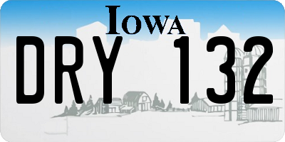 IA license plate DRY132