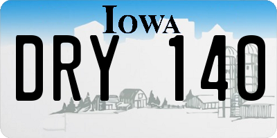 IA license plate DRY140