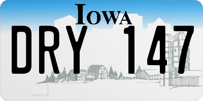IA license plate DRY147