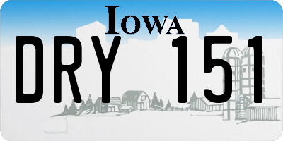IA license plate DRY151