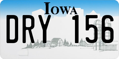 IA license plate DRY156