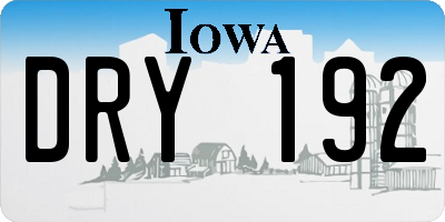 IA license plate DRY192