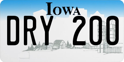 IA license plate DRY200