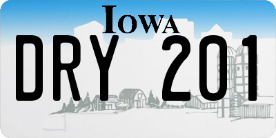 IA license plate DRY201