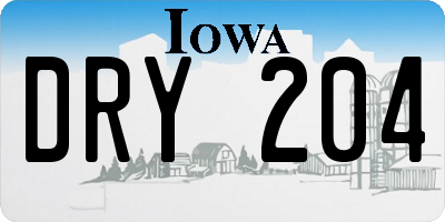 IA license plate DRY204