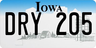 IA license plate DRY205