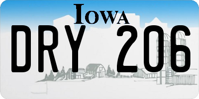 IA license plate DRY206