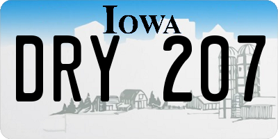 IA license plate DRY207