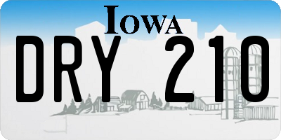 IA license plate DRY210