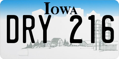 IA license plate DRY216
