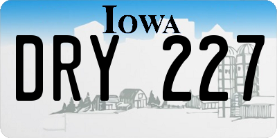 IA license plate DRY227